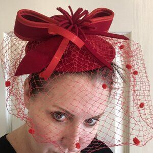 Red fascinator